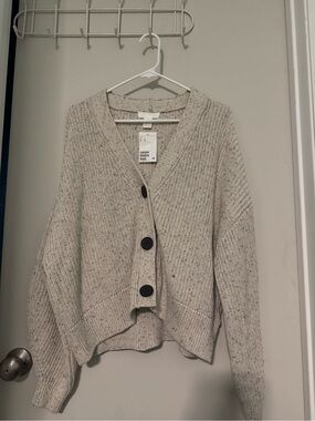 H&M Cream Speckled V-Neck Button Cardigan